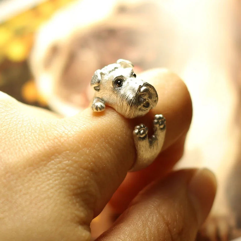 Fashion Cute Silver Color Puppy Opening Ring For Men Women