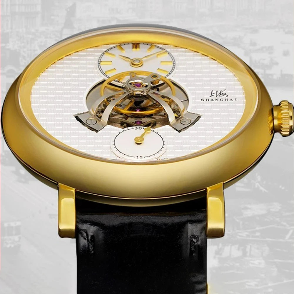 Shanghai Tourbillon Watch Men 40mm Luxury.