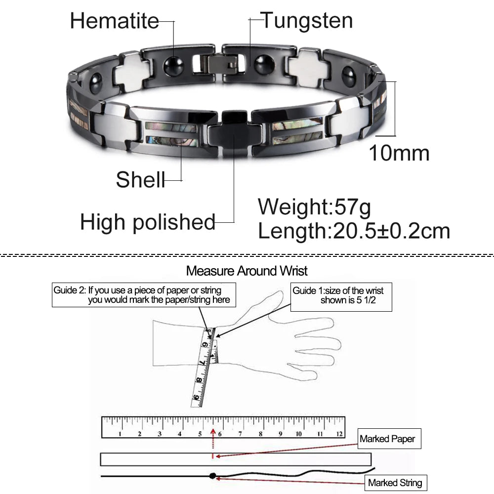 Tungsten Magnetic Bracelet Men Anti-scratch.