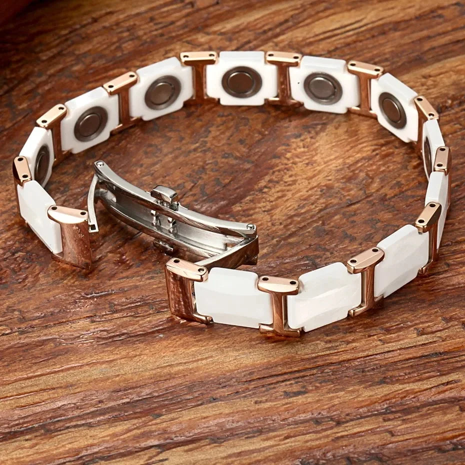 Ceramic Titanium Steel Bracelet Ivory White.