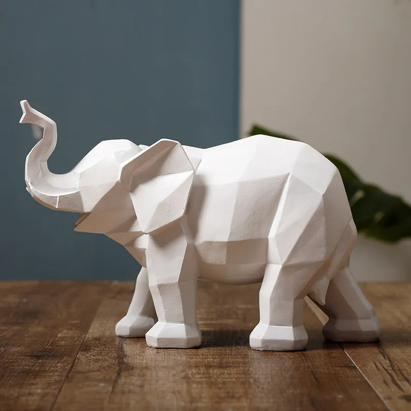 European Resin Black and White Elephant Decoration