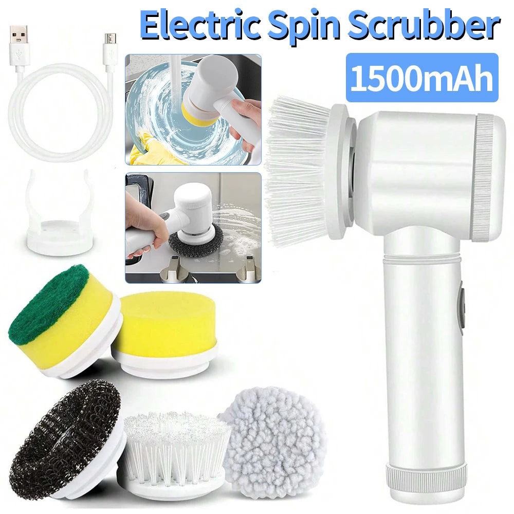 Electric Spin Scrubber Rechargeable with 5Pcs Brush.