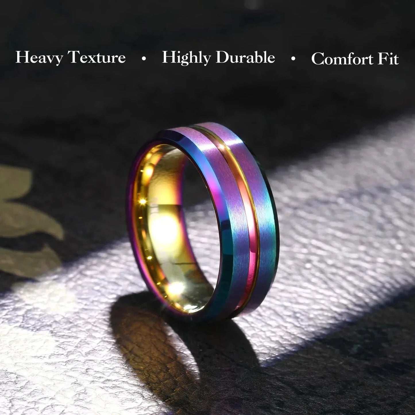 Here's a description for the Fashion Rainbow Stainless Steel Rings.