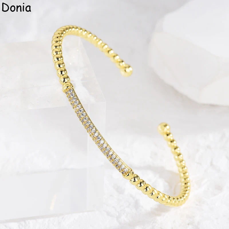 Donia jewelry new European and American fashion creative inlaid zircon emerald open bracelet palace luxury jewelry bracelet