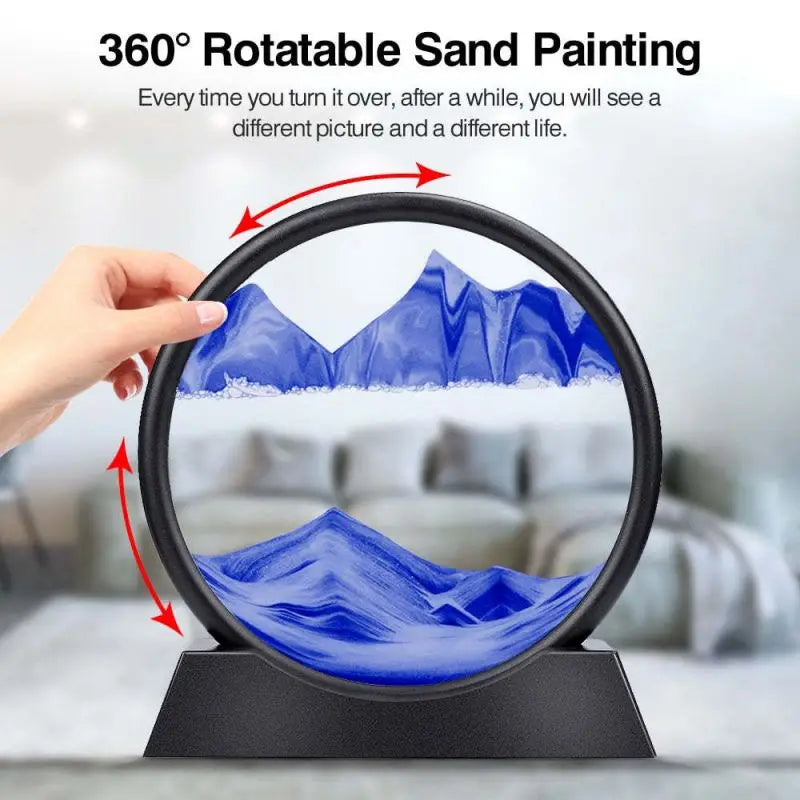 Quicksand Painting Sand Art Round Glass 3D Hourglass Deep Sea Sandscape In Motion Display Flowing Sand Frame for Home Deco