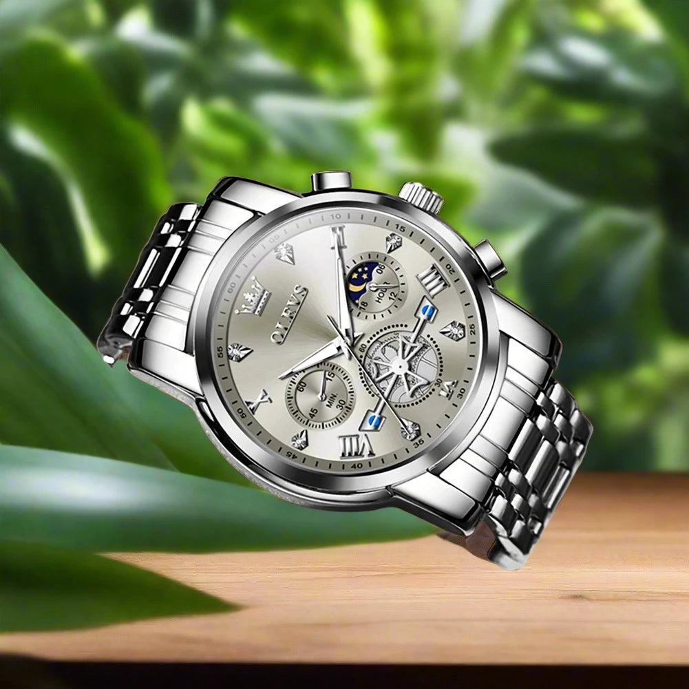 Stainless Steel Men's Watches Chronograph Moon.