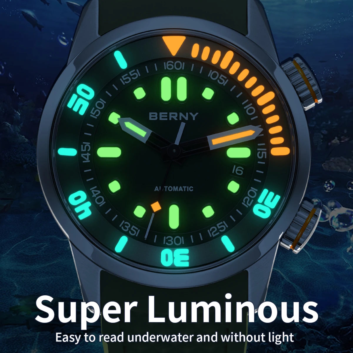 BERNY 20Bar Diver Men Mechanical Watch.