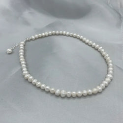 Wholesale 6-7mm Freshwater Pearl Necklace 925 Sterling Silver Choker Necklaces For Women Jewelry Gift