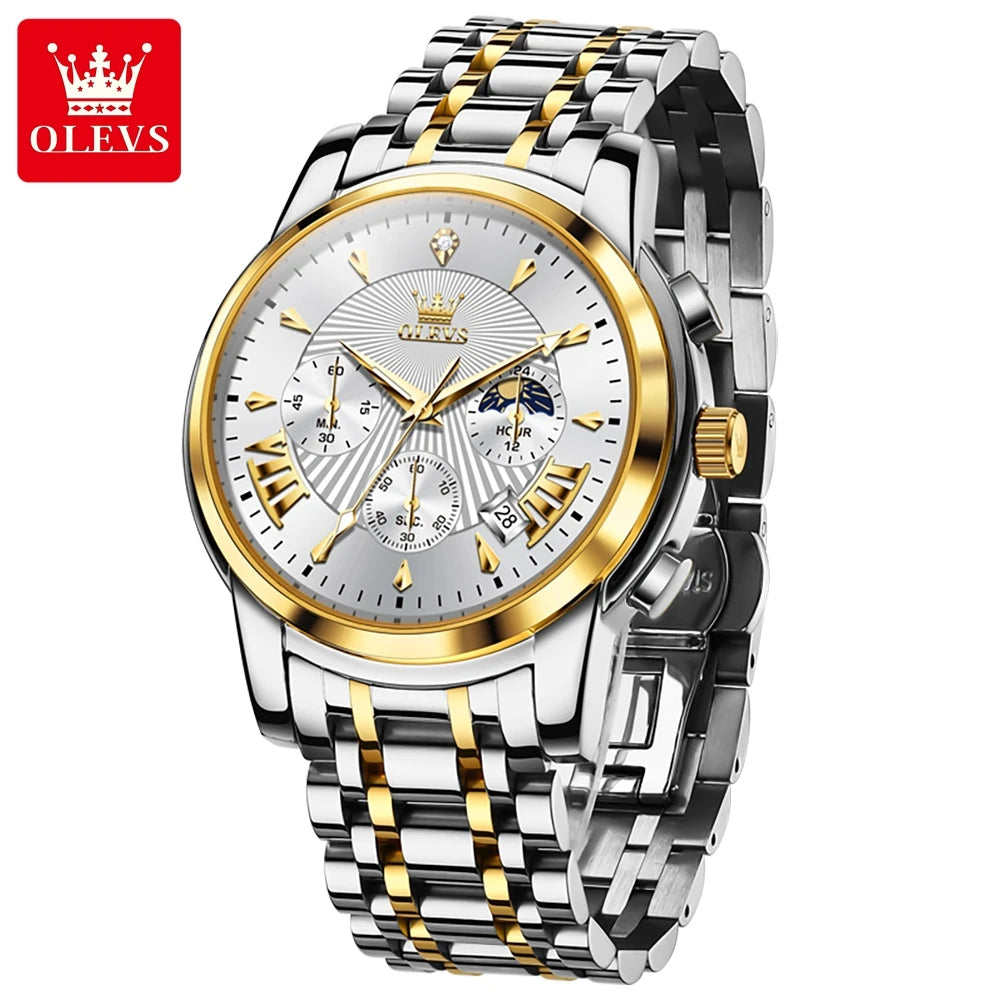 OLEVS Luxury Brand Quartz Watch for Men Waterpoof Chronograph Men&