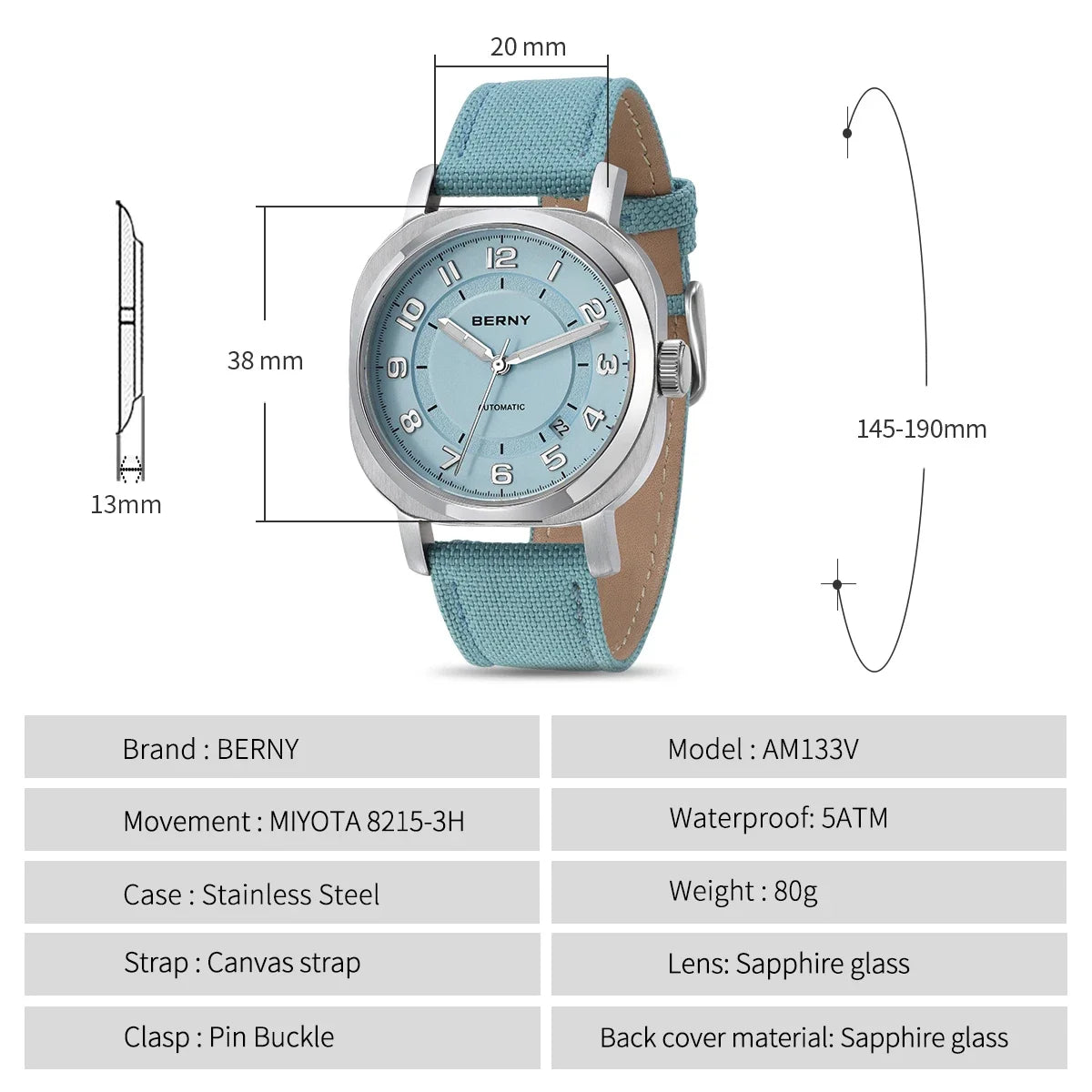 BERNY Mechanical Watch for Women.