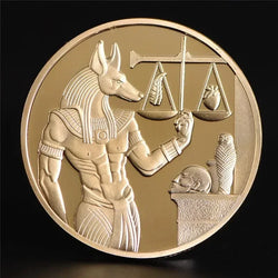 1pc Gold Plated Egypt Death Protector Anubis Coin.