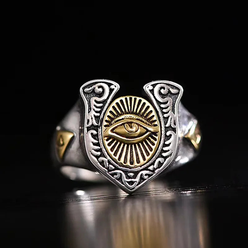 Yungqi Eye of God Vintage Egypt Pyramid All-Seeing Eye Illuminati Ring Punk Egyptian Sun Adjustable Rings Anillo Bijoux