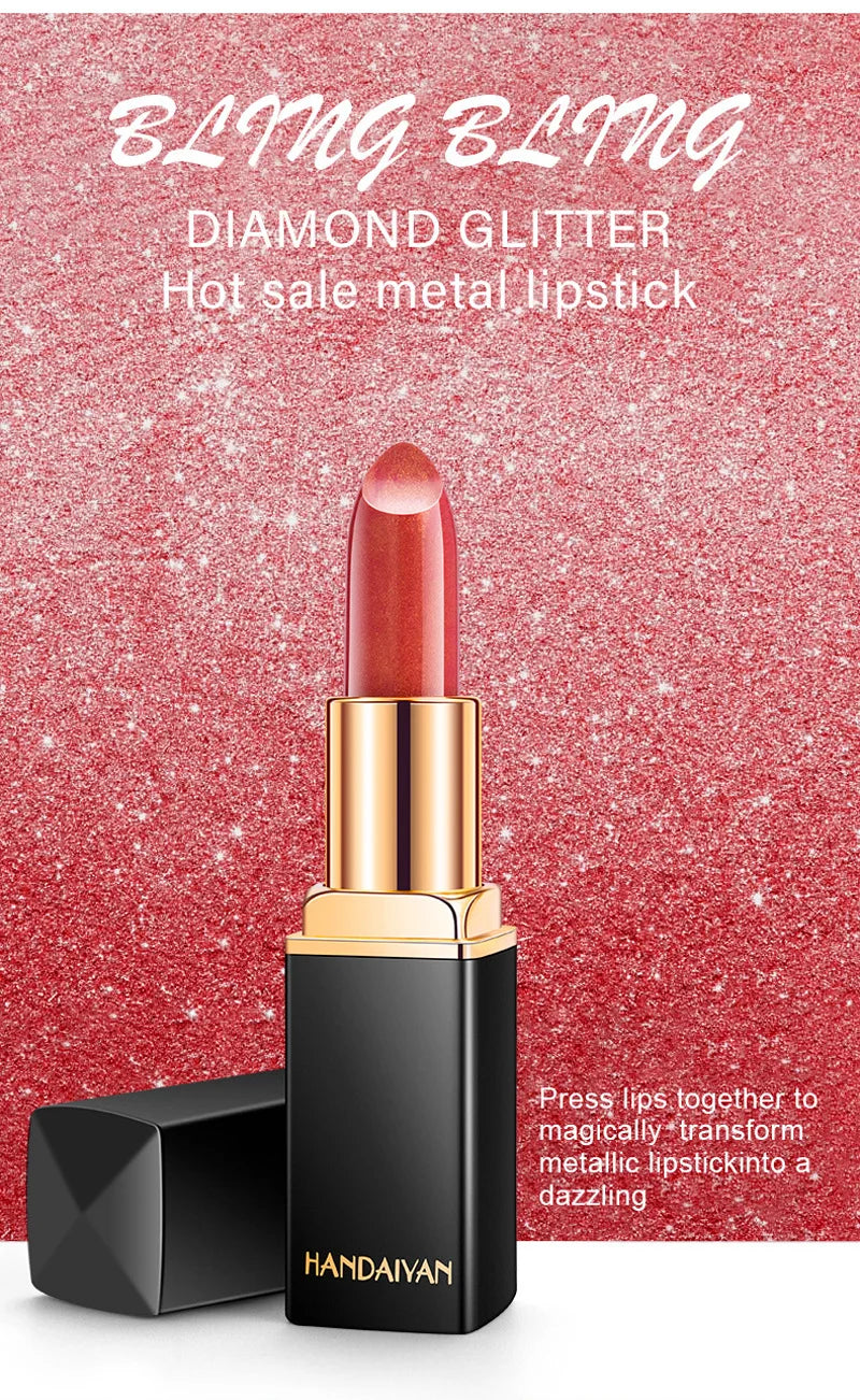 Handaiyan 9 Colors Glitter Matte Velvet Nude Lipstick Shimmer Sexy Red Pigments Makeup Long Lasting Waterproof Profissional