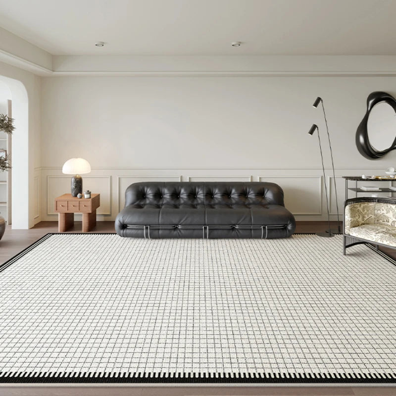 Minimalist Black Beige Plaid Carpet Cozy Refreshing Bedroom Rug Luxury Large Area Living Room Decoration Carpets Balcony Rugs IG