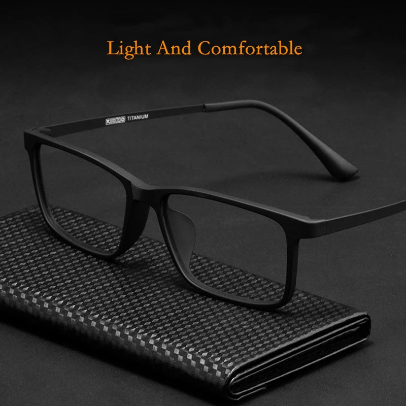 YIMARUILI Ultralight Super Flexible Temples Fashion Plastic Titanium Square Myopia Optical Prescription Glasses Frame Men HR8085