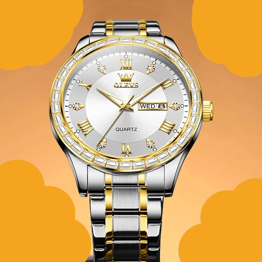 OLEVS Quartz Watch For Men Diamond Luxury.