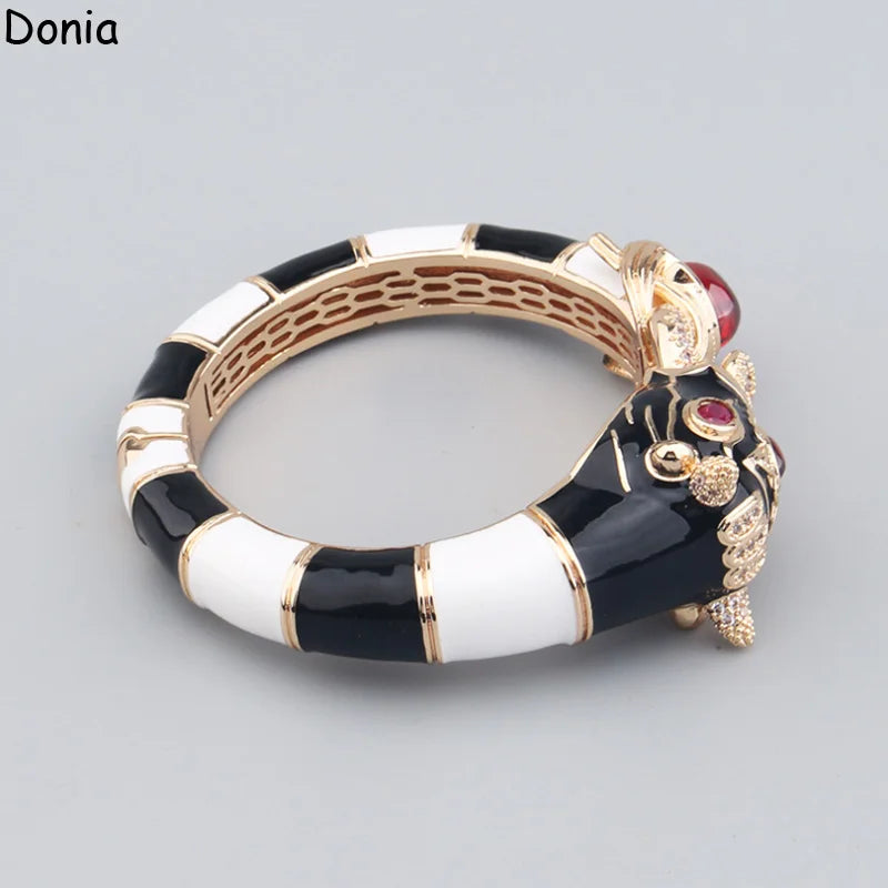 Donia Jewelry European and American fashion cow titanium steel micro-inlaid zircon animal luxury bracelet