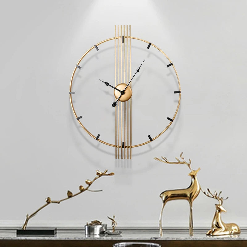 Modern Nordic Light Luxury Large Silent Wall Clocks Golden/Black Creative Simple Living Room Restaurant Decoration Hanging Watch