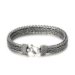 BOCAI Real S925 Silver Jewelry Hand-Woven Old Couple Models Individual Fashion Trends Men's Bracelets Holiday Gifts