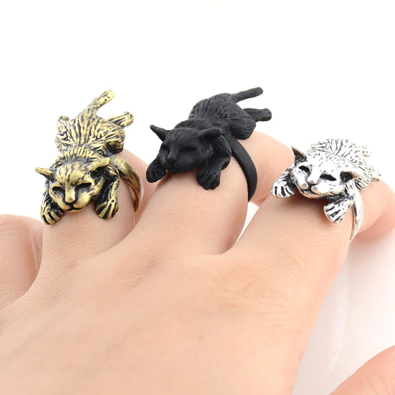 Vintage Pet Cat Ring Animal Design.