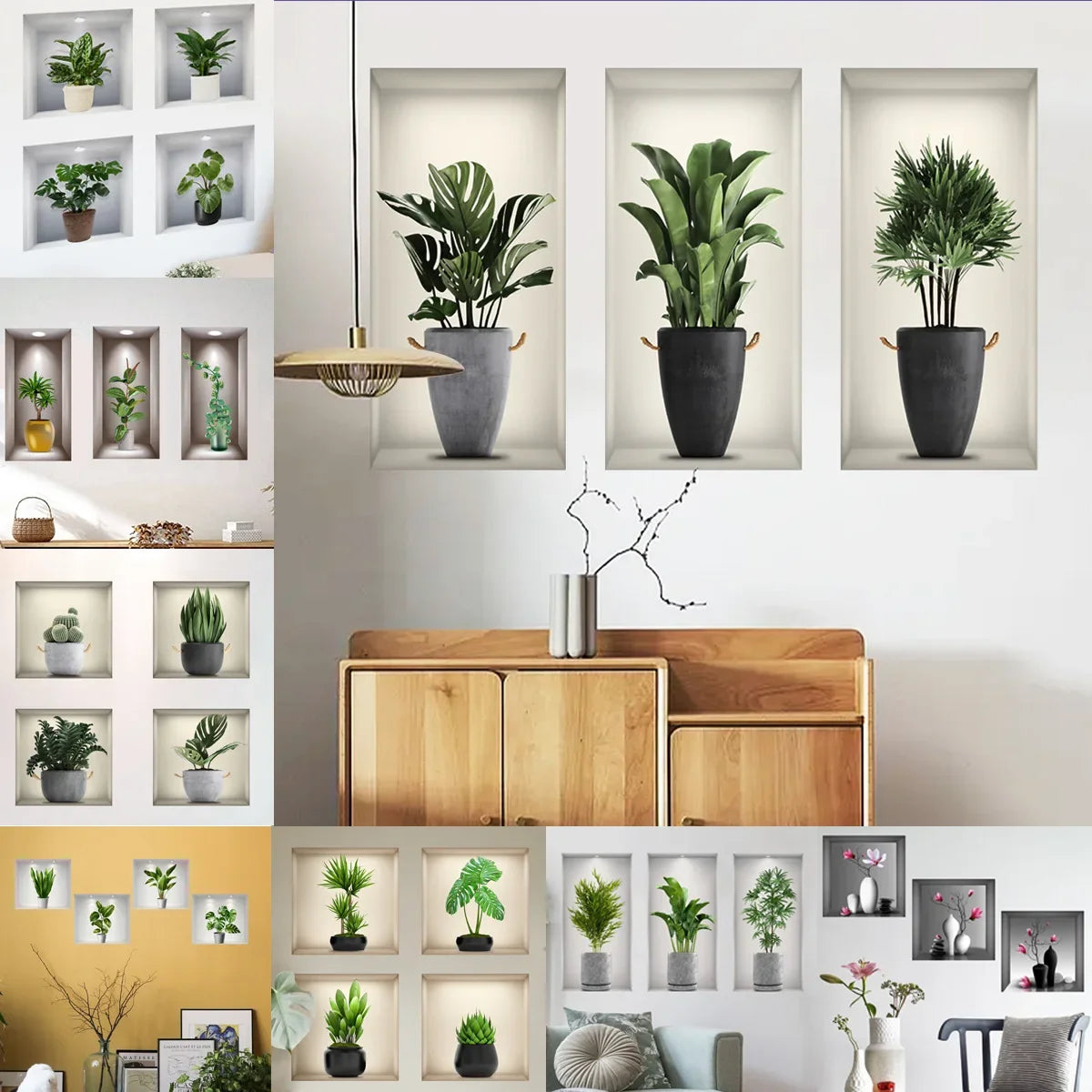 Wall Art Stickers Simulate 3D Three-dimensional Potted.