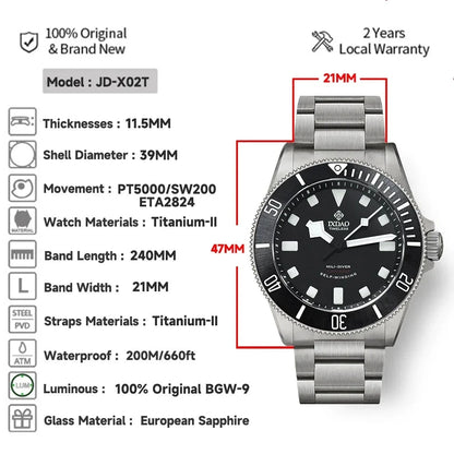 LHD Titanium Watch Stainless Steel BGW.