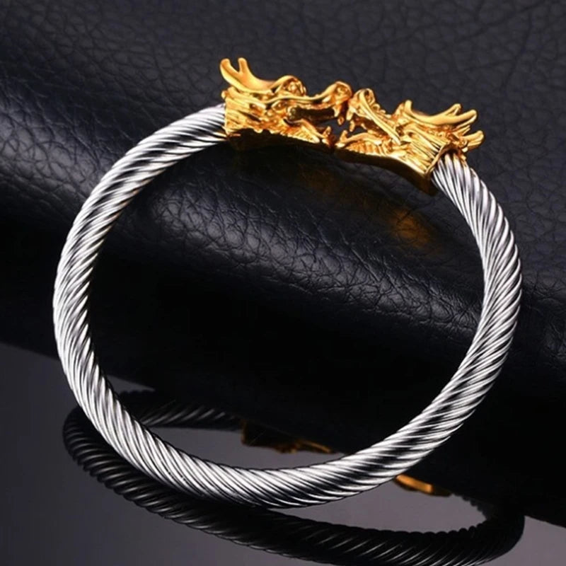 6MM Creative Dragon Charms Open Bangle.