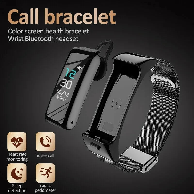 Smart Wristbands With Bluetooth Earphone Fitness Bracelet calls Heart Rate Monitor For Men.