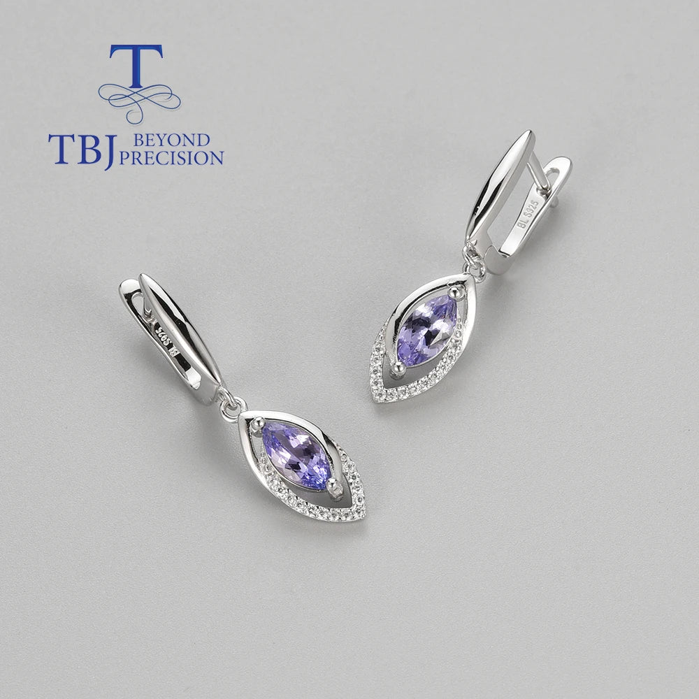 Natural blue Tanzanite gemstone clasp earring 925 sterling silver with precious gemstone fine jewelry for women mom nice gift