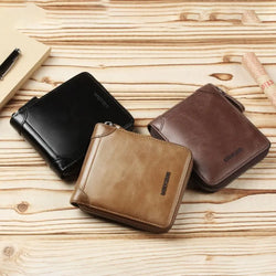 Vintage PU Leather Large Capacity Clutch Bag Men's Wallet Short Wallets Card Holder