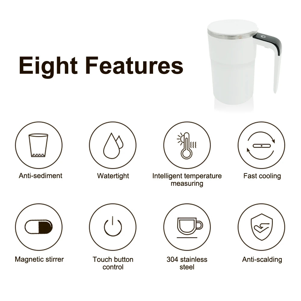 Magnetic Self Stirring Coffee Mugs Portable Automatic Mixing Cup Rechargeable Self Stirring Cup With Thermometer For Home Office