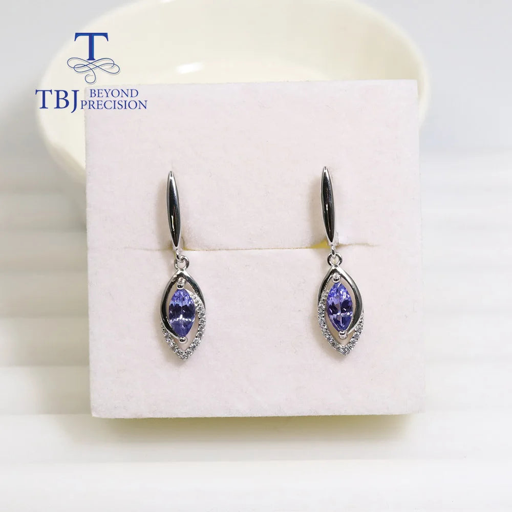 Natural blue Tanzanite gemstone clasp earring 925 sterling silver with precious gemstone fine jewelry for women mom nice gift