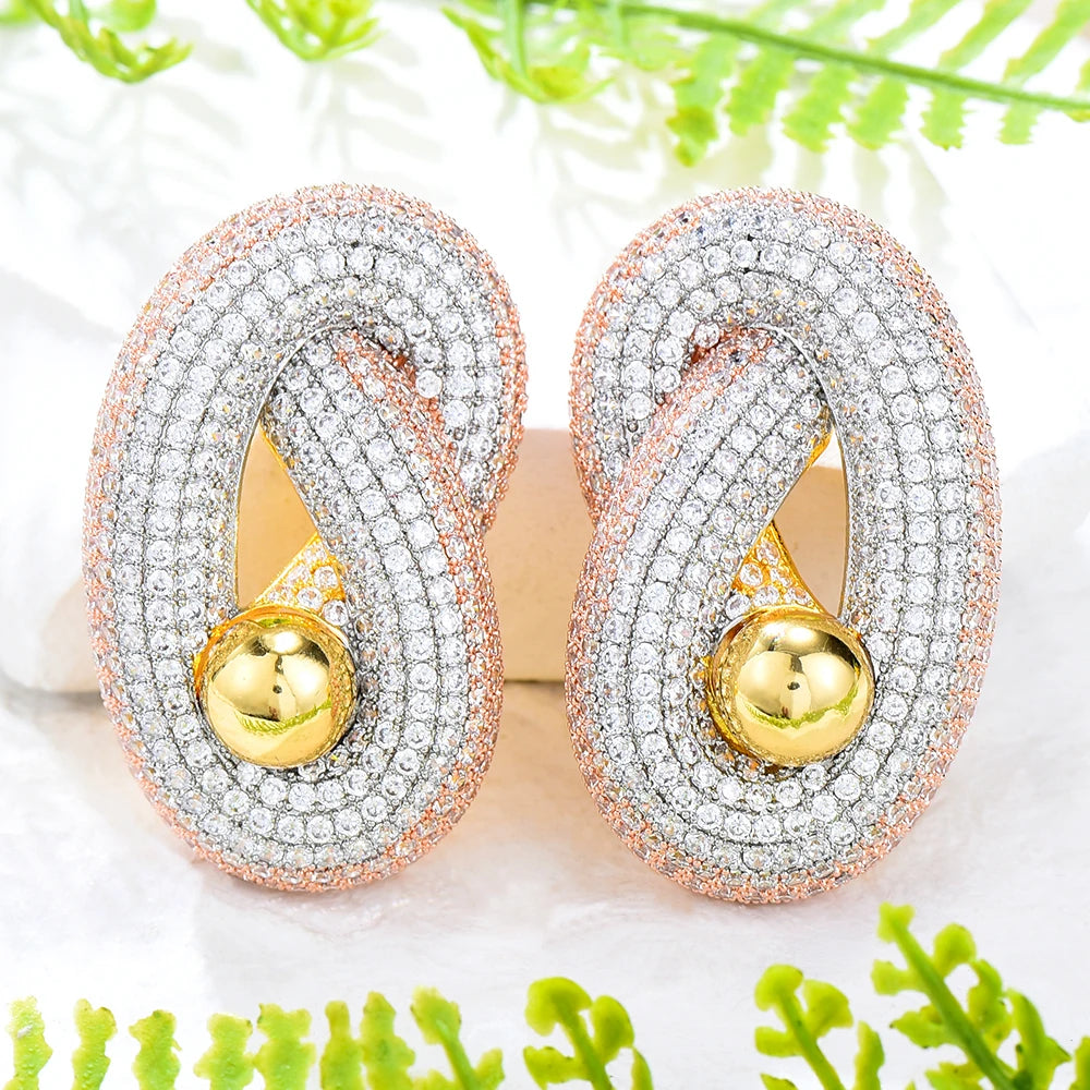 GODKI Flower Stud Earring For Women Wedding Fashion Flow Cubic Zirconia Brincos boucle d'oreille 2023 Trendy Bohemia Jewelry HOT