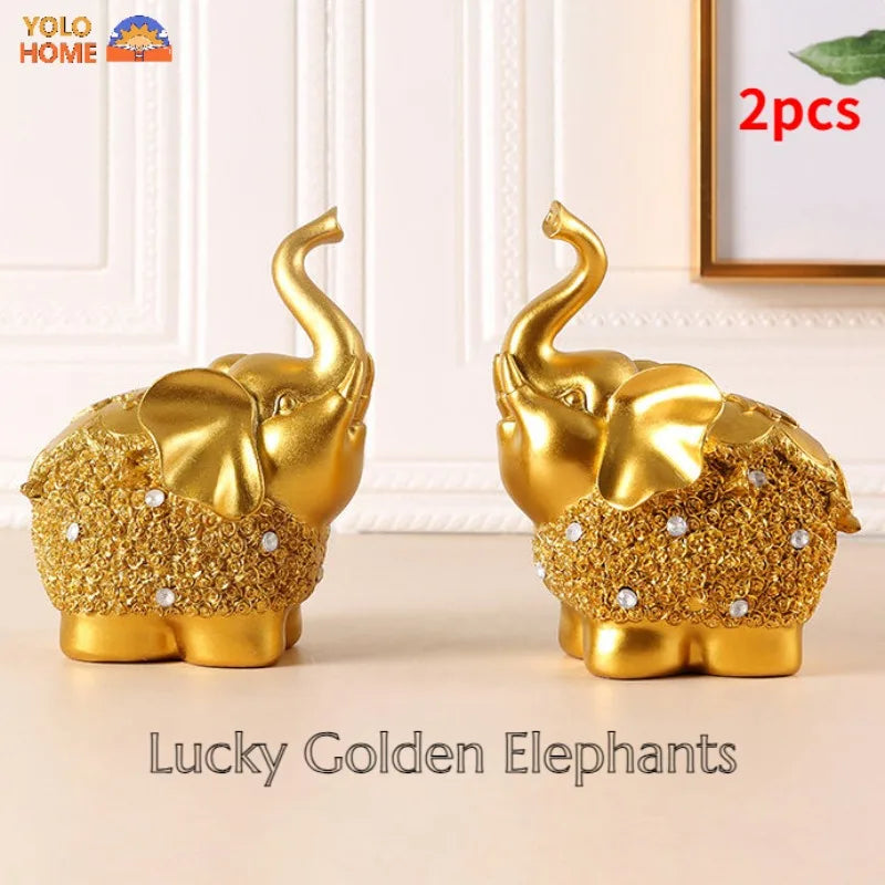 Lucky Golden Elephant Living Room Decorations TV.