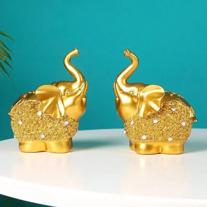 Lucky Golden Elephant Living Room Decorations TV.