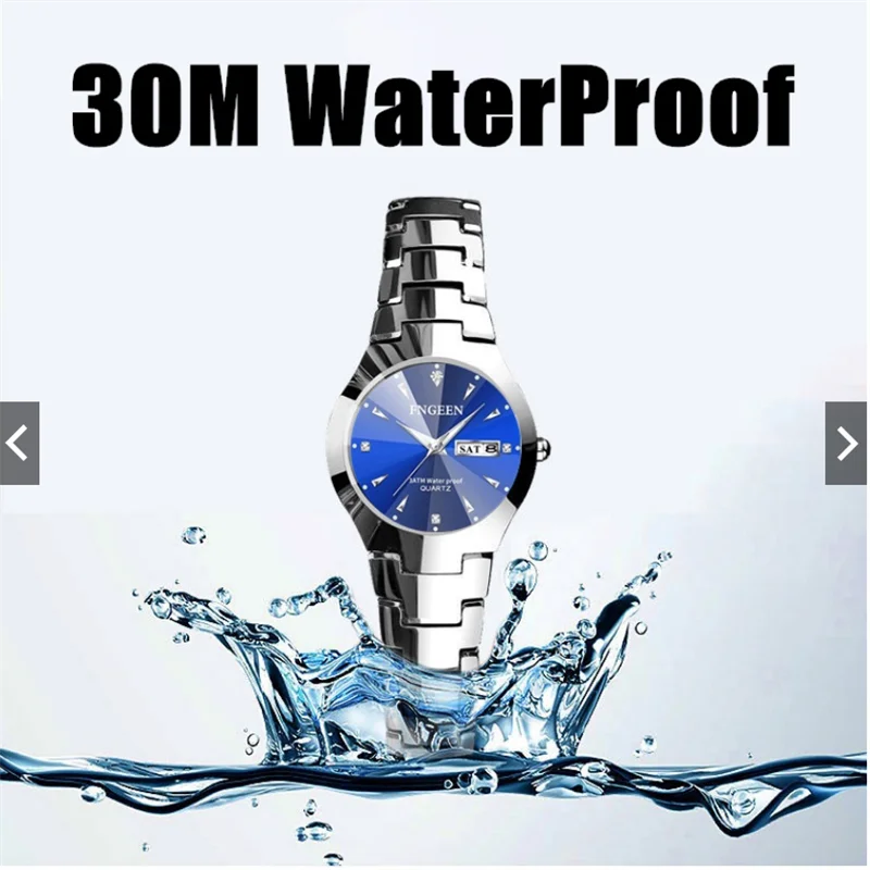 Luxury waterproof couple quartz watch set.