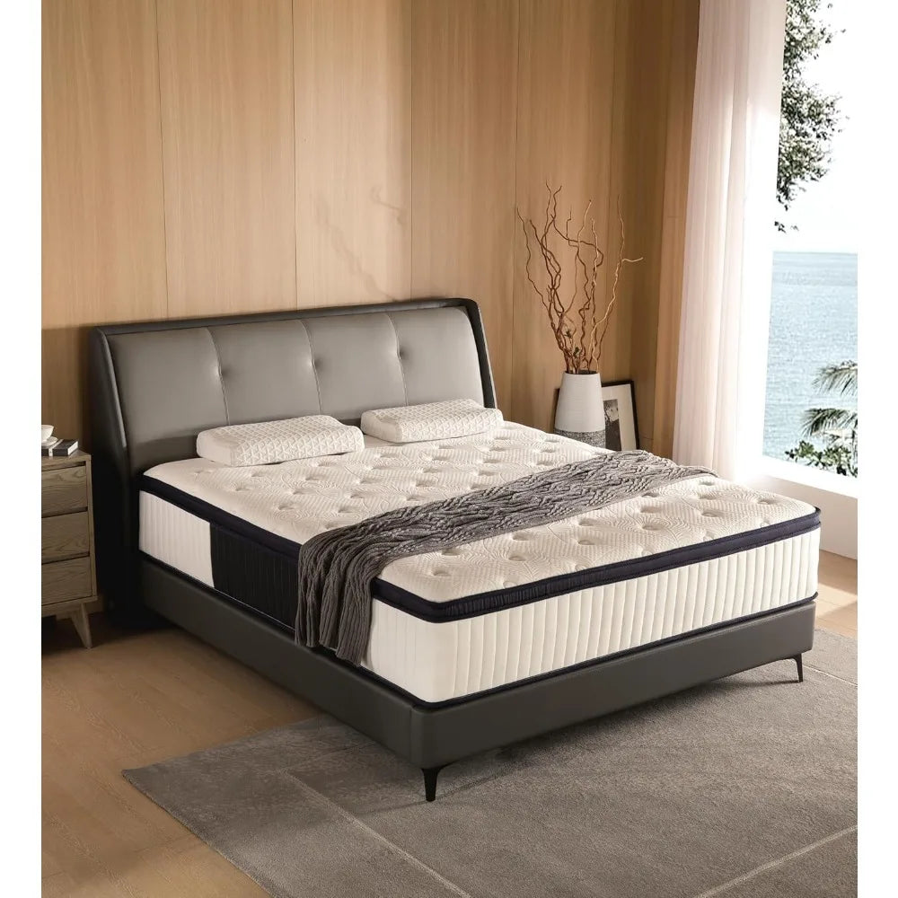 Queen Mattress,12 Inch Queen Size Mattresses Memory Foam Hybrid White Mattress in a Box,Provide Support Improve Sleep Mattresses