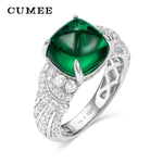 CUMEE Fashion Personalized Emeralds Tower Ring for Women 925 Sterling Silver Ring Gold Plated Promise Ring for Her Engagement