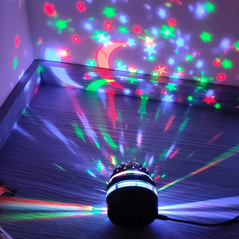 Star Projector Lamp USB Powered Colorful Rotating Magical Ball Light.