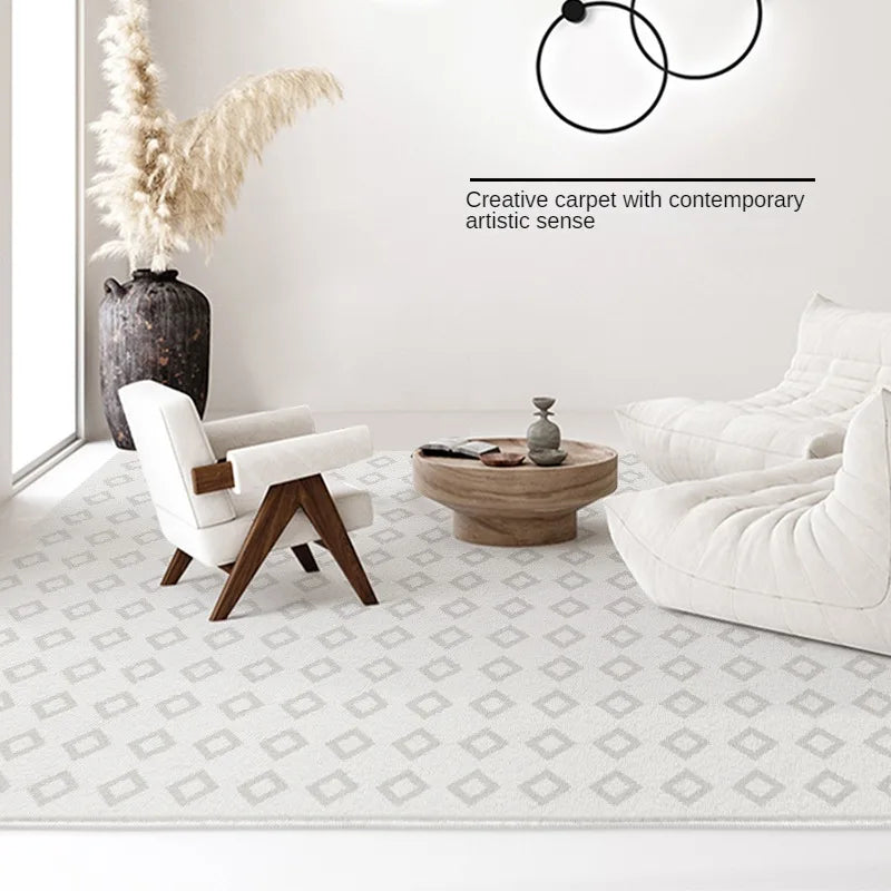 Nordic Retro Living Room Decoration Plaid Carpet Black and White Plush Rug Fluffy Soft Rugs for Bedroom Luxury Study Floor Mat