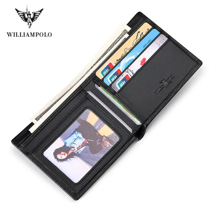 WILLIAMPOLO 100% Genuine Leather Wallet Men Crocodile Pattern Men Card Holder Wallet Real Cowhide Wallets For Man