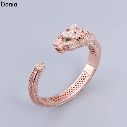 Donia Jewelry Europe and America Full Diamond Leopard Print Titanium Steel Micro - Inlaid AAA Zircon Luxury Retro Bracelet