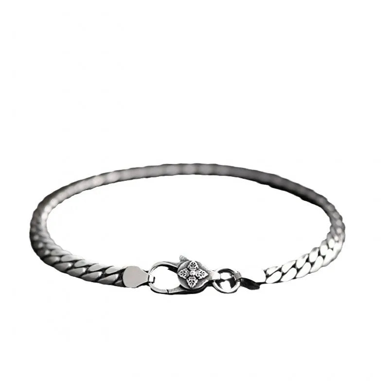 Silver Simple Hand Diamond Bracelet Men