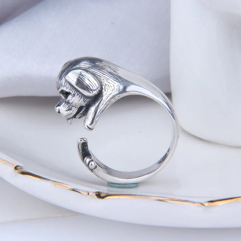 Silver Personality Dog Ring Finger for Woman Men