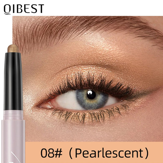 QIBEST Glitter Eyeshadow Stick Diamond Shimmer Waterproof Long Lasting 12 Colors Shiny Highlighter Makeup Eye Shadow Pencil