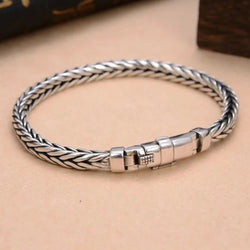 New Real PurS925 Silver Handmade Woven Retro Domineering Style Ppersonality Keel Man and Woman Bracelets