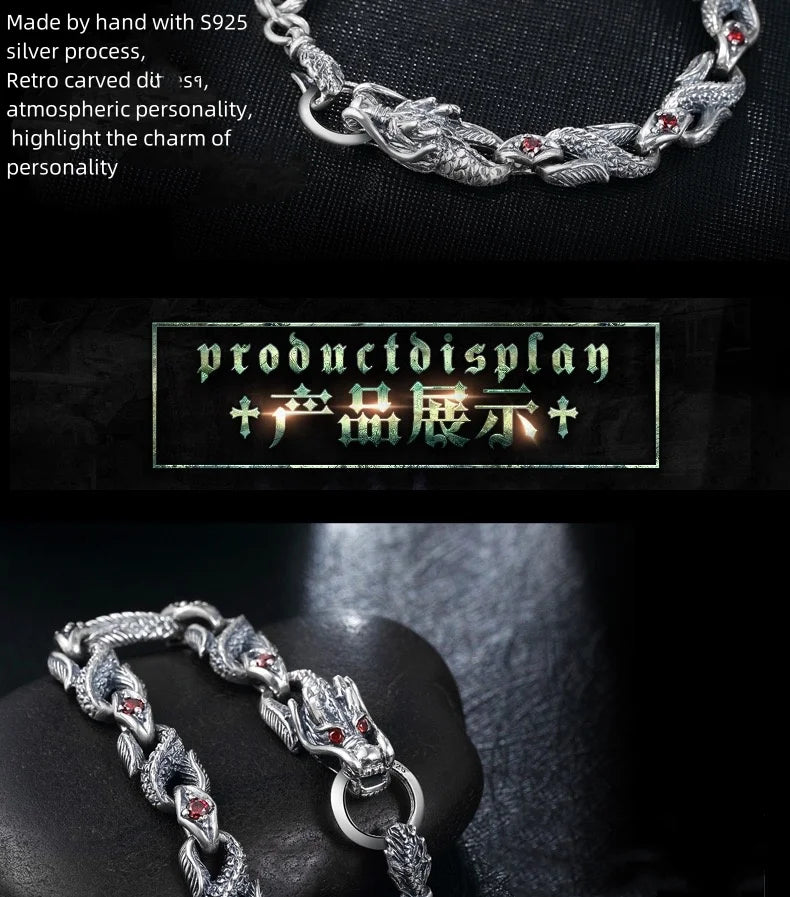 High-grade silver dragon bracelet for men and women.