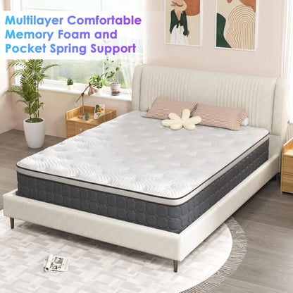 Queen Mattresses,Hybrid Queen Size Mattress,Queen Bed Mattress with Memory Foam and Pocket Spring correct your sleeping posture.