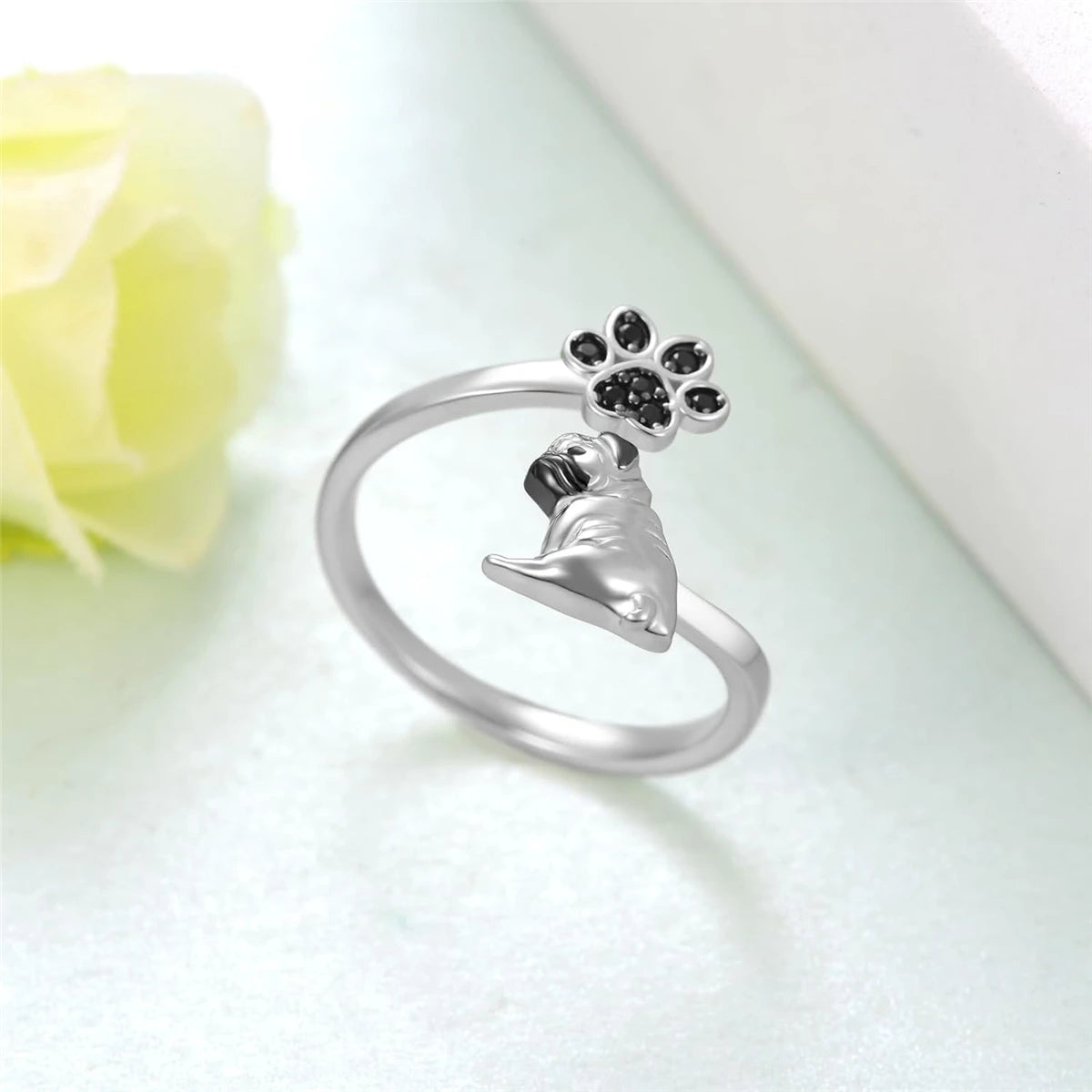 Creative Cute Black Dog Open Ring for Women