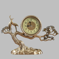 Pure Copper red-crowned crane Desk Silent Clock Living Room Fashion Quartz Clock Desktop Brass Decorations